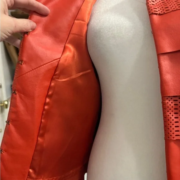 Bagatelle Orange Leather Women's Cropped Jacket Medium - Picture 10 of 12